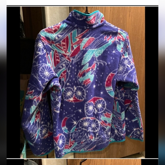 Patagonia Synchilla Snap T Fleece Vintage Rare All Over Owl Print Women's - Picture 2 of 4